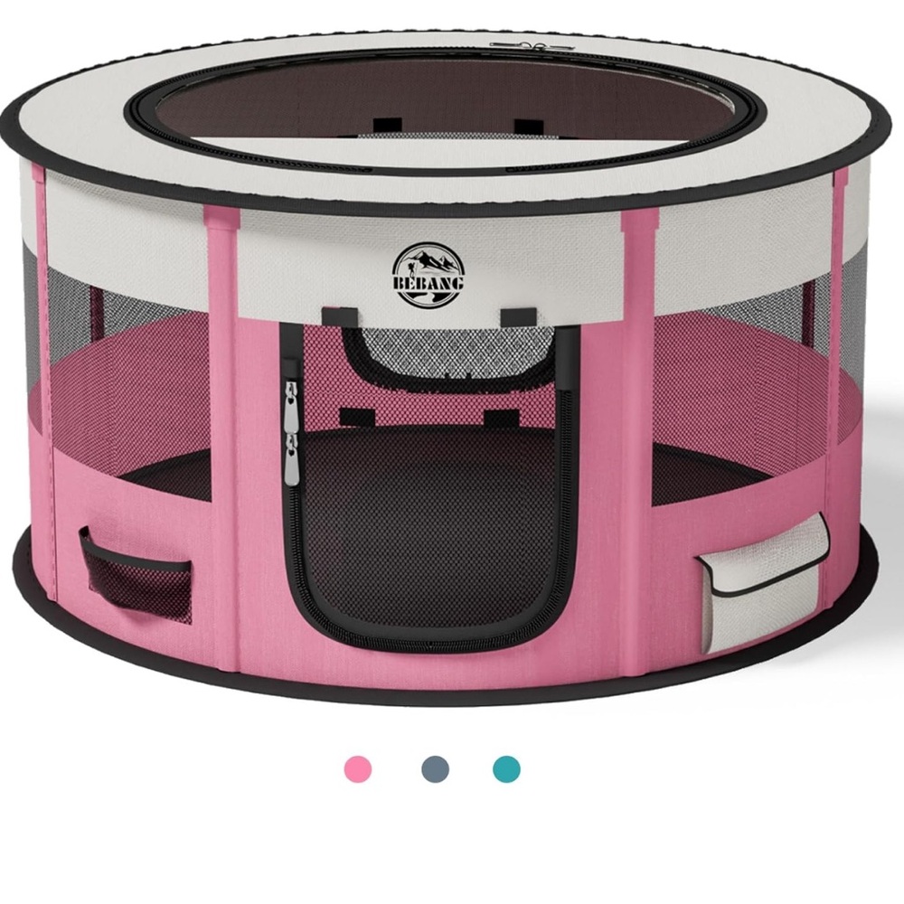 Like new. Used two months. Comes with feed bowl.             44"L x 44"W x 24"H